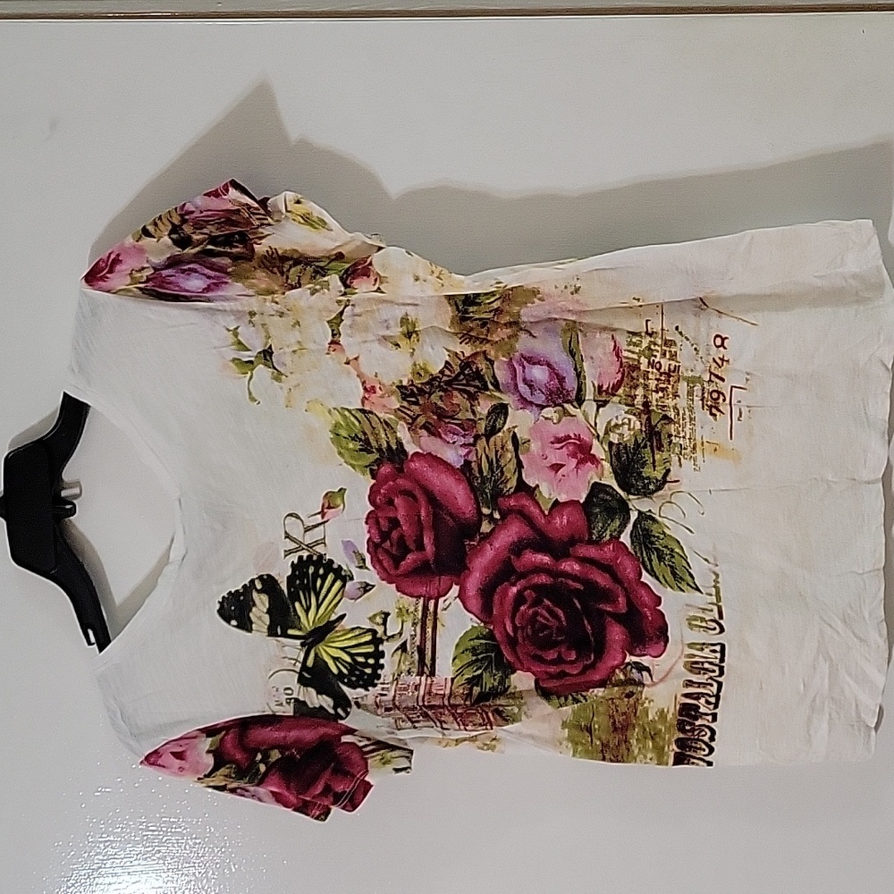 Onque Casual White Floral Women's Top - Picture 7 of 7